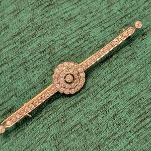 Antique 14 karat Rose & White Gold and Diamond Bar Pin